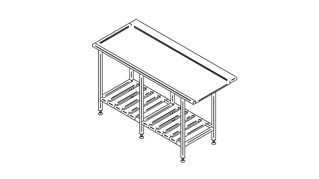 Stainless steel sorting table with shelf (1500-2900mm)