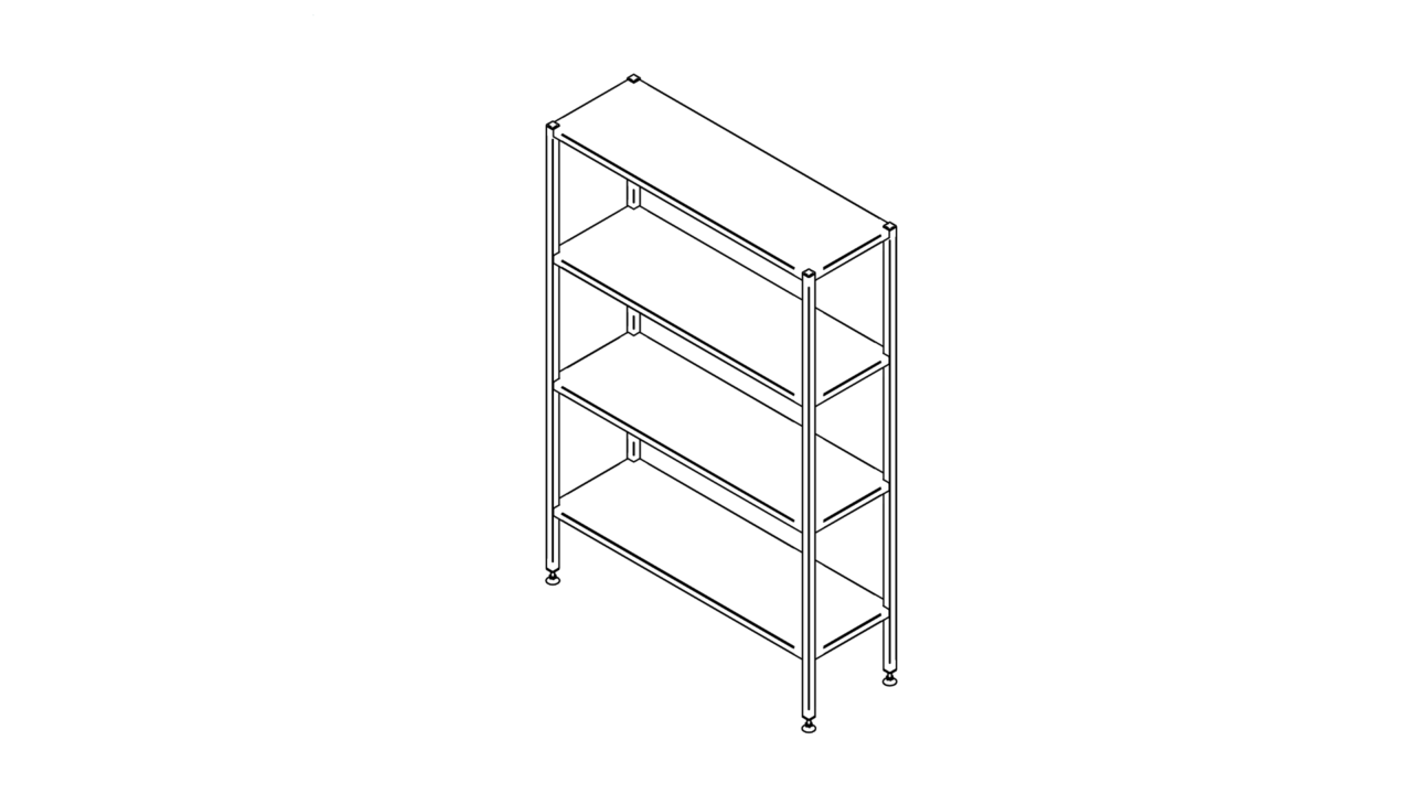 Floor shelf with four levels (500-1400mm)