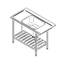 Stainless steel pre wash table with shelf (1000-1400mm)