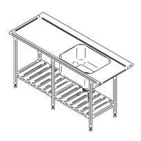 Stainless steel pre wash table with shelf (1500-2900mm)