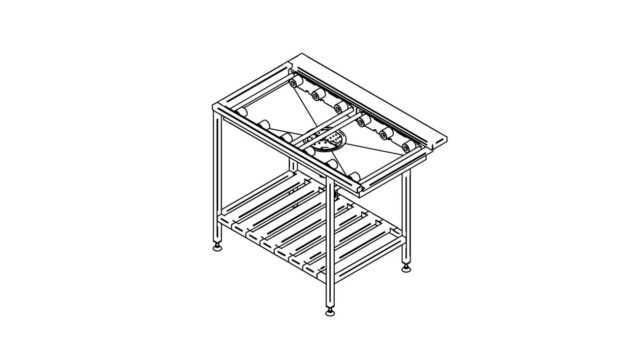 Stainless steel pre wash table with roller tracks and shelf 1050mm