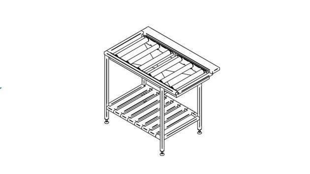 Stainless steel sorting table with roller tracks and shelf 1050mm