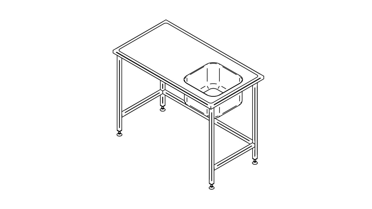 Разделочный стол с раковиной (500-1400mm)