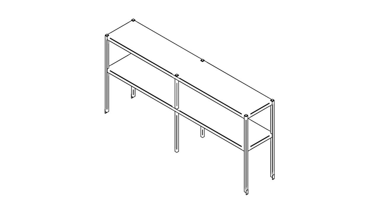 Tabletop shelf with two levels (1500-2900mm)