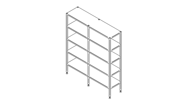 Floor shelf with five levels (1500-2900mm)