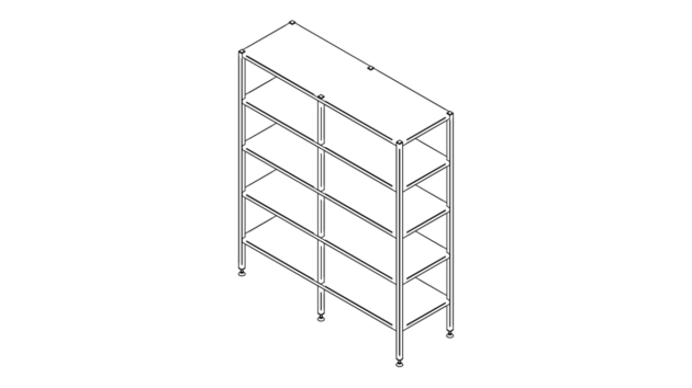 Floor shelf with five levels (1500-2900mm)