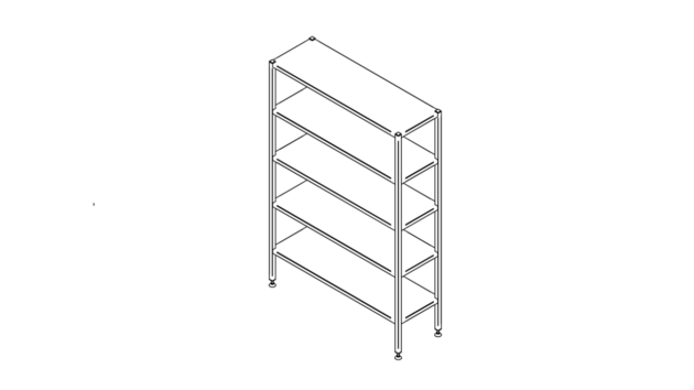 Floor shelf with five levels (500-1400mm)
